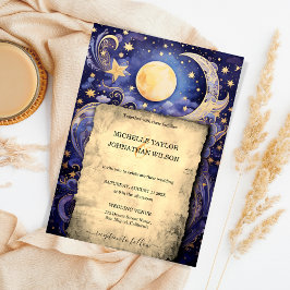 Mystic Celestial Midnight Blue Gouden Sterren Maan Kaart