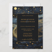 Mystic Celestial Midnight Blue Gouden Sterren Maan Kaart (Voorkant)