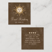 Mystic Celestial Moon Sun Magic Psychic Tarot Boho Vierkante Visitekaartje (Voorkant / Achterkant)