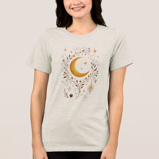 Mystic Celestial Winter | Fantasy Moon & Golden Fl Tri-Blend Shirt (Voorkant)