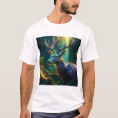 Mystic Christmas –Glowing Deer in Enchanted Forest T-shirt (Voorkant)