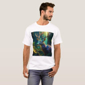 Mystic Christmas –Glowing Deer in Enchanted Forest T-shirt (Voorkant volledig)