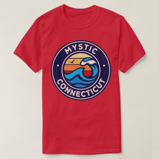 Mystic Connecticut CT Nautical Waves Desig T-shirt (Design voorkant)