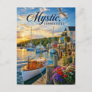 Mystic, Connecticut Haven Zonsondergang Briefkaart