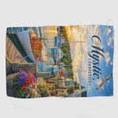 Mystic, Connecticut Haven Zonsondergang Golfhanddoek (Horizontaal)