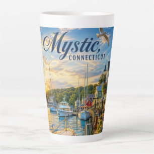 Mystic, Connecticut Haven Zonsondergang Latte Mok