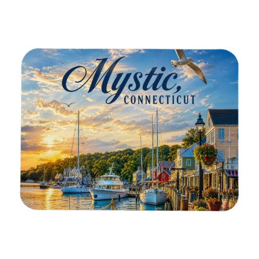 Mystic, Connecticut Haven Zonsondergang Magneet (Horizontaal)