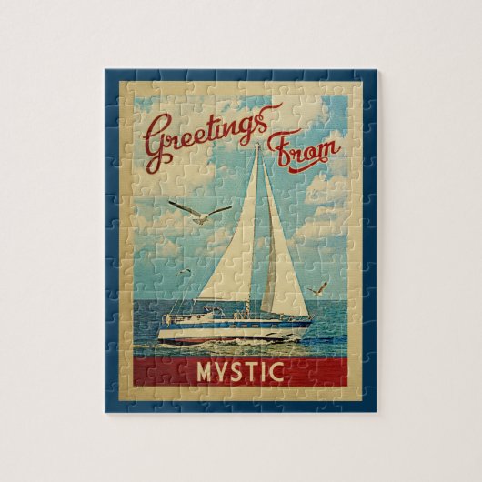 Mystic Connecticut Jigzaag Puzzle Sailboat Legpuzzel (Verticaal)