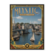 Mystic Connecticut Vintage Art Deco Gouden Tijdper