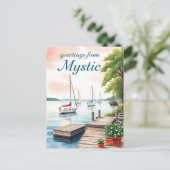 Mystic, Connecticut – Waterfront & Sailboats Briefkaart (Staand voorkant)