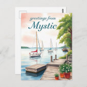 Mystic, Connecticut – Waterfront & Sailboats Briefkaart (Voorkant / Achterkant)
