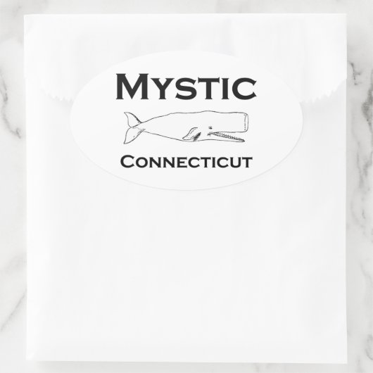Mystic Connecticut  Whale Ovale Sticker (Tas)
