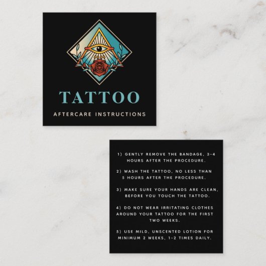 Mystic Cosmic Eye Tattoo Aftercare Instructions Vierkante Visitekaartje (Voorkant / Achterkant)