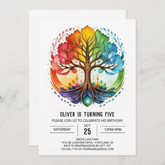 Mystic Cosmic Tree Verjaardag Kaart (Voorkant / Achterkant)