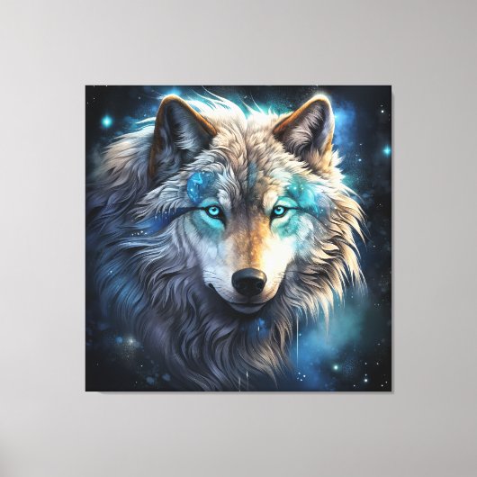 Mystic Cosmic Wolf Canvas Art (Voorkant)