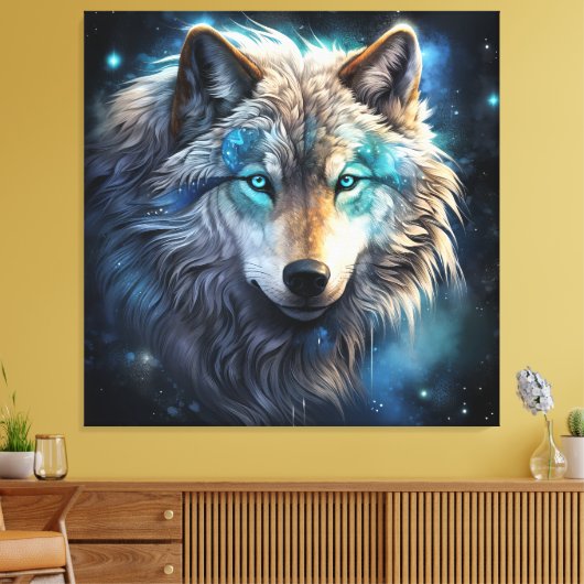 Mystic Cosmic Wolf Canvas Art (Insitu (Woonkamer))
