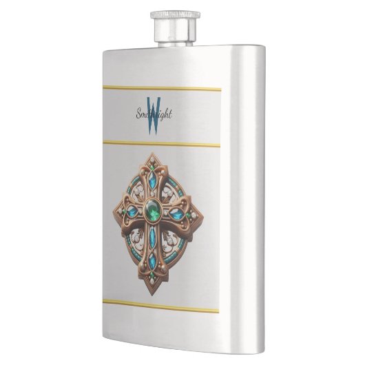 Mystic Cross Broche met blauwe en groene edelstene Flacon (Links)