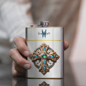 Mystic Cross Broche met blauwe en groene edelstene Flacon