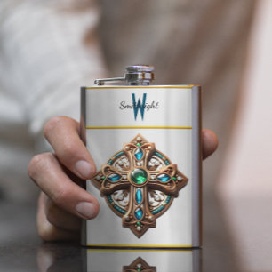 Mystic Cross Broche met blauwe en groene edelstene Flacon