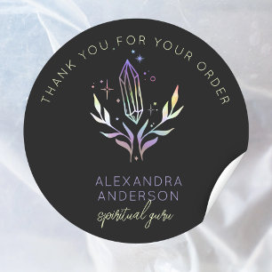 Mystic Crystals Holographic Glitter Spiritueel Ronde Sticker