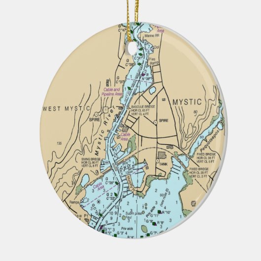 Mystic CT Chart Keramisch Ornament (Links)