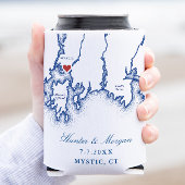 Mystic CT Kaart Elegante Marine Blauw Huwelijk Fav Blikjeskoeler