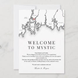 Mystic CT Kaart Huwelijk Welkomstbrief Zwart Wit