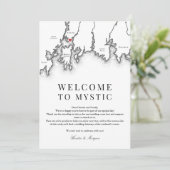 Mystic CT Kaart Huwelijk Welkomstbrief Zwart Wit (Staand voorkant)