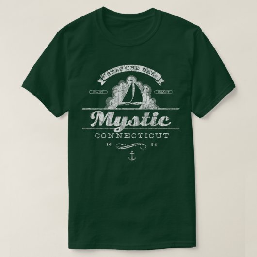 Mystic CT Sailboat Nautical Throwback T-shirt (Design voorkant)