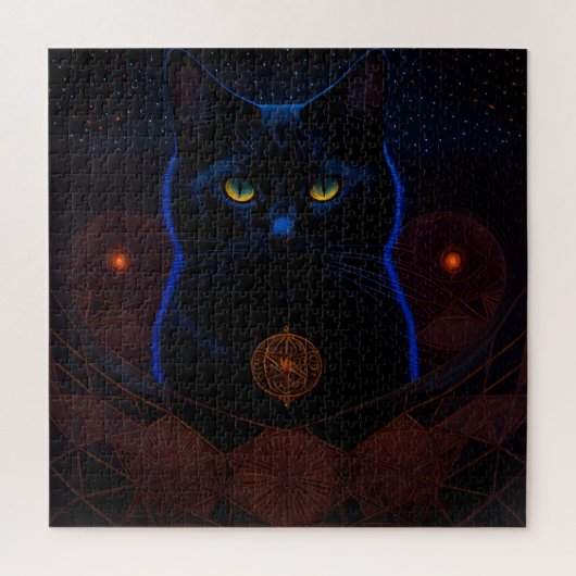 Mystic Dark Celestial Black Cat Fantasy Art Legpuzzel (Verticaal)
