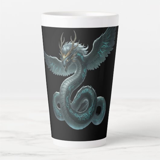 Mystic Dragon Mug – Blue & Green Fantasy Latte Mok (Voorkant)