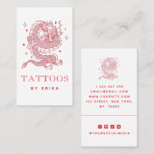 Mystic Dragon Red Creature Tattoo Artist Modern Visitekaartje (Voorkant / Achterkant)