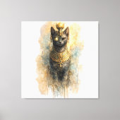 Mystic Egyptian Cat Ancient Inspired Artistic  Canvas Afdruk (Voorkant)
