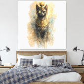 Mystic Egyptian Cat Ancient Inspired Artistic  Canvas Afdruk (Insitu (Slaapkamer))