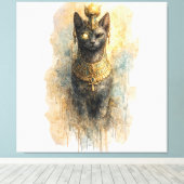 Mystic Egyptian Cat Ancient Inspired Artistic  Canvas Afdruk (Insitu (Houten vloer))
