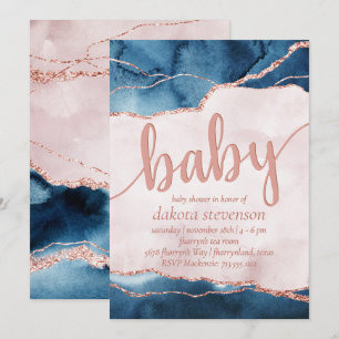 Mystic Elegance Blauw roze Baby shower Kaart