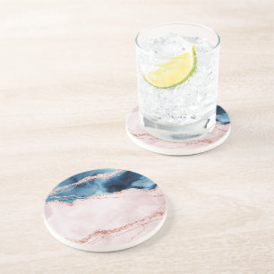 Mystic Elegance   Blauwgroen blauw bleekroze pervl Zandsteen Onderzetter