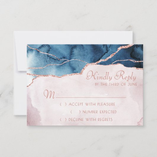 Mystic Elegance | Blauwgroen blauw model Blush roz RSVP Kaartje (Voorkant)