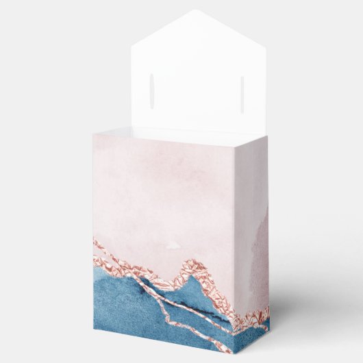 Mystic Elegance | Blauwgroen Blauwe en Roos Gouden Bedankdoosjes (Geopend)