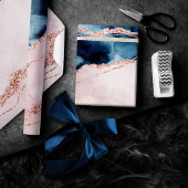 Mystic Elegance | Blauwgroen Blauwe en Roos Gouden Cadeaupapier