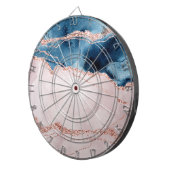 Mystic Elegance | Blauwgroen Blauwe en Roos Gouden Dartbord (Voorkant Rechts)