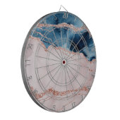 Mystic Elegance | Blauwgroen Blauwe en Roos Gouden Dartbord (Voorkant Links)