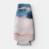 Mystic Elegance | Blauwgroen Blauwe en Roos Gouden Flesjeskoeler (Voorkant)