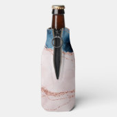 Mystic Elegance | Blauwgroen Blauwe en Roos Gouden Flesjeskoeler (Fles Achterkant)