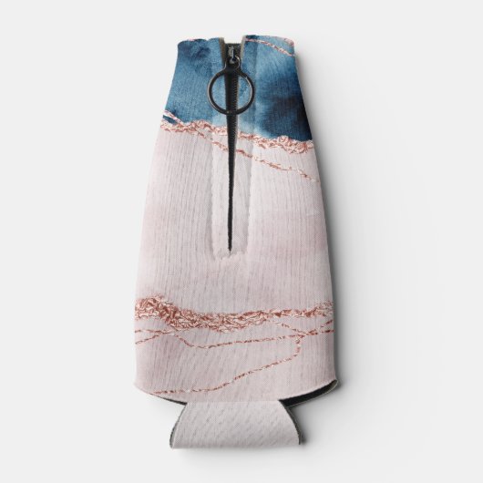 Mystic Elegance | Blauwgroen Blauwe en Roos Gouden Flesjeskoeler (Achterkant)