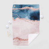 Mystic Elegance | Blauwgroen Blauwe en Roos Gouden Golfhanddoek (Insitu)