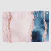 Mystic Elegance | Blauwgroen Blauwe en Roos Gouden Golfhanddoek (Horizontaal)
