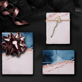 Mystic Elegance | Blauwgroen Blauwe en Roos Gouden Inpakpapier Vel