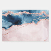 Mystic Elegance | Blauwgroen Blauwe en Roos Gouden Inpakpapier Vel (Voorkant)
