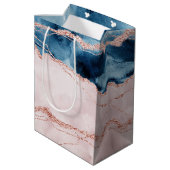 Mystic Elegance | Blauwgroen Blauwe en Roos Gouden Medium Cadeauzakje (Achterkant Gekanteld)